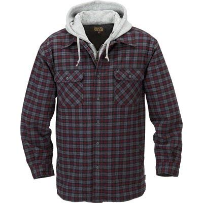 Gravel Gear Sherpa Lined Hooded Flannel Shirt Jacket