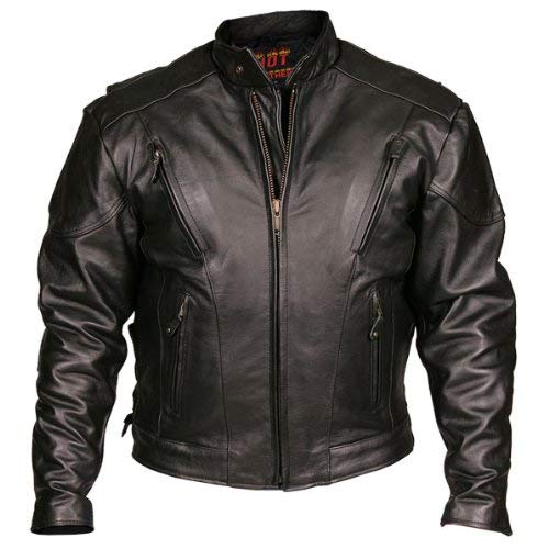 Leather Motorcycle Jacket (Black, Size 46)