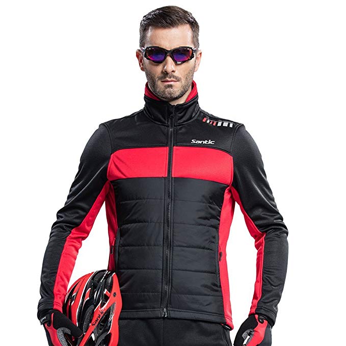 SANTIC Men's Cycling Jacket Winter Coat Windproof Thermal Long Jersey