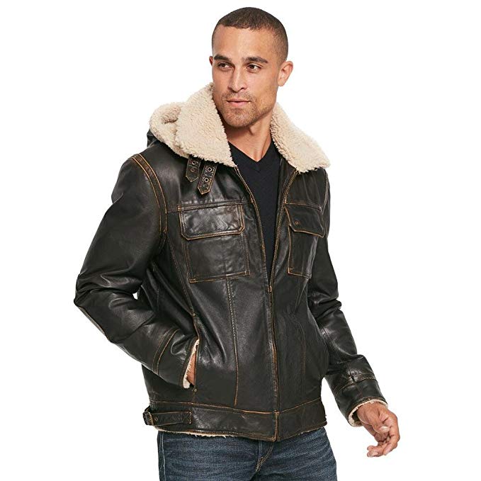 Wilsons Leather Mens Classic Leather Bomber B3 W/Faux Shearling