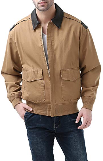 Landing Leathers Men's Air Force A-2 Leather Trim Bomber Jacket