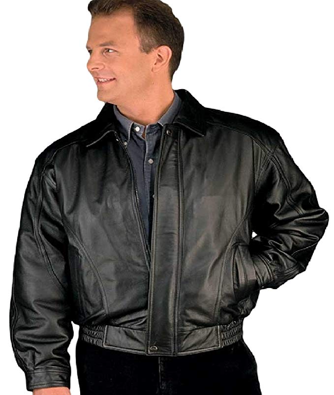 Reed Men's American Style Bomber Genuine Leather Jacket