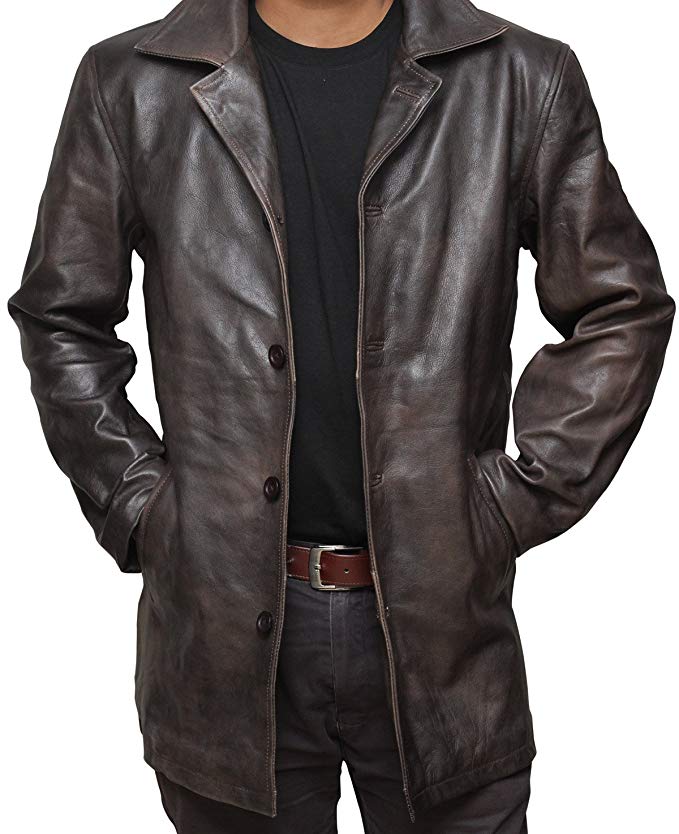 Brown Leather Jacket Men - Natural Distressed Leather Jackets for Men