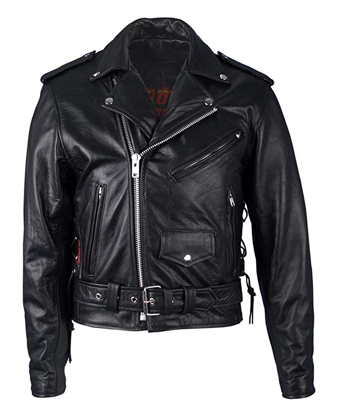 Hot Leathers Classic Motorcycle Jacket with Zip Out Lining (Black, Size 48)