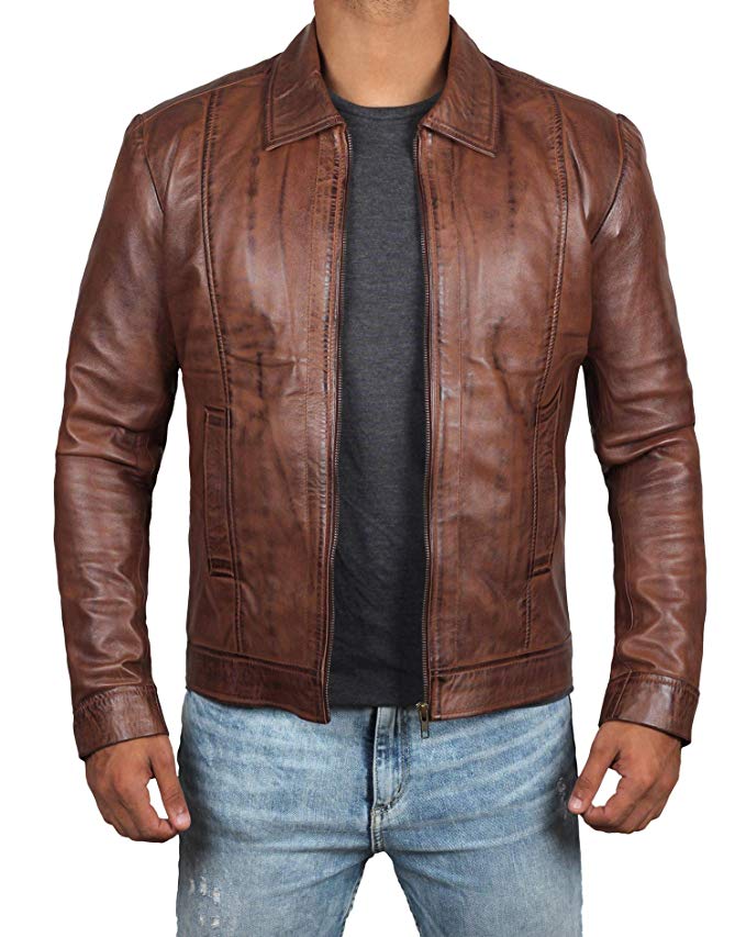 Brown Leather Jacket Men - Real Lambskin Leather Jackets for Men