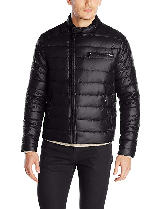 Kenneth Cole New York Men's Asymmetric Down Moto Jacket