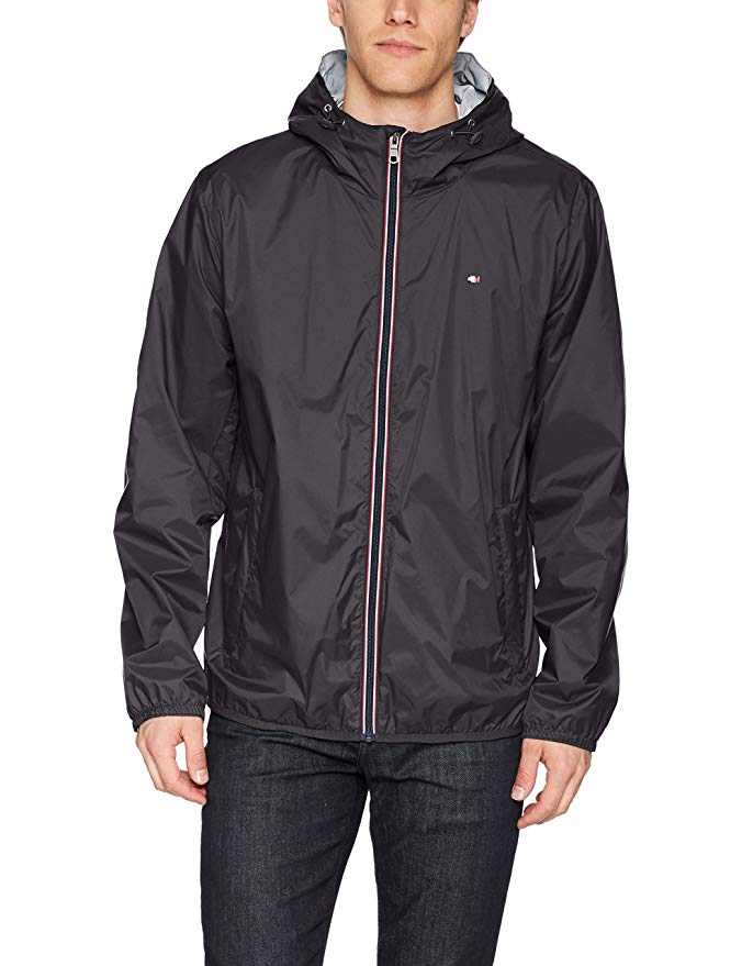 Tommy Hilfiger Men's Active Rain Slicker Jacket with Tricolor Zipper