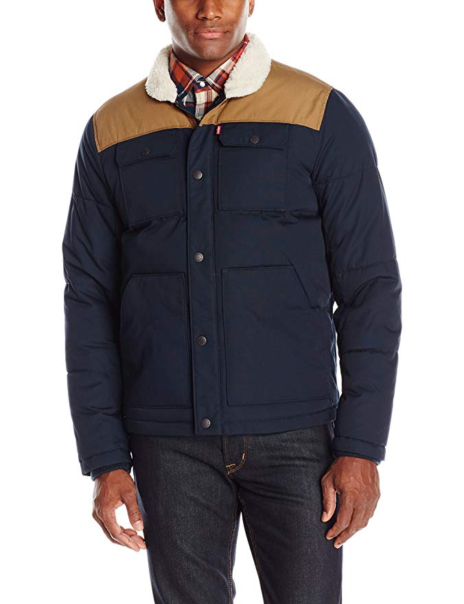 Levi's Men's Quilted Mixed Media Shirttail Workwear Puffer Jacket