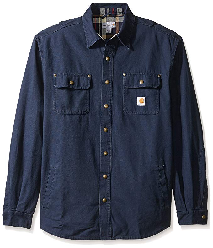 Carhartt Men's Big & Tall Weathered Canvas Shirt Jacket Snap Front