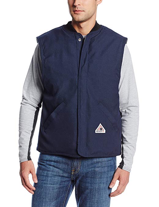 Bulwark Flame Resistant 4.5 oz Nomex IIIA Vest Jacket Liner with Rib-Knit Collar, Navy