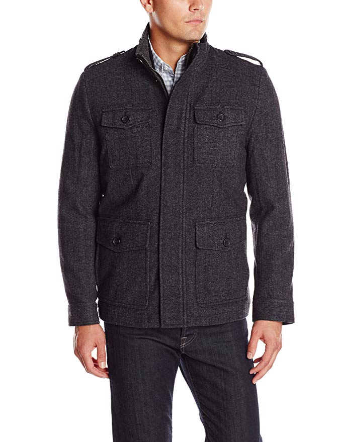 Tommy Hilfiger Men's Wool Fancy Four-Pocket Military Jacket