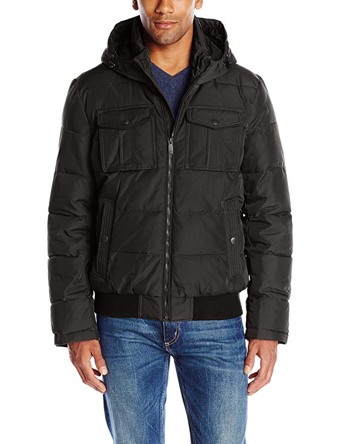 Dockers Men's Poly-Oxford Two Pocket Puffer Hoody