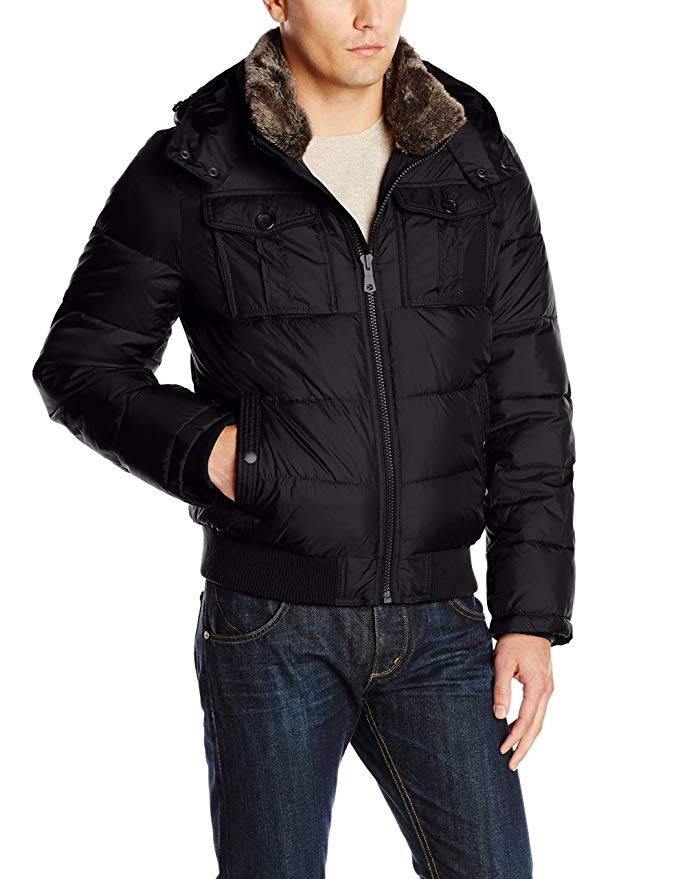 Tommy Hilfiger Men's Nylon Hooded Puffer Bomber Jacket