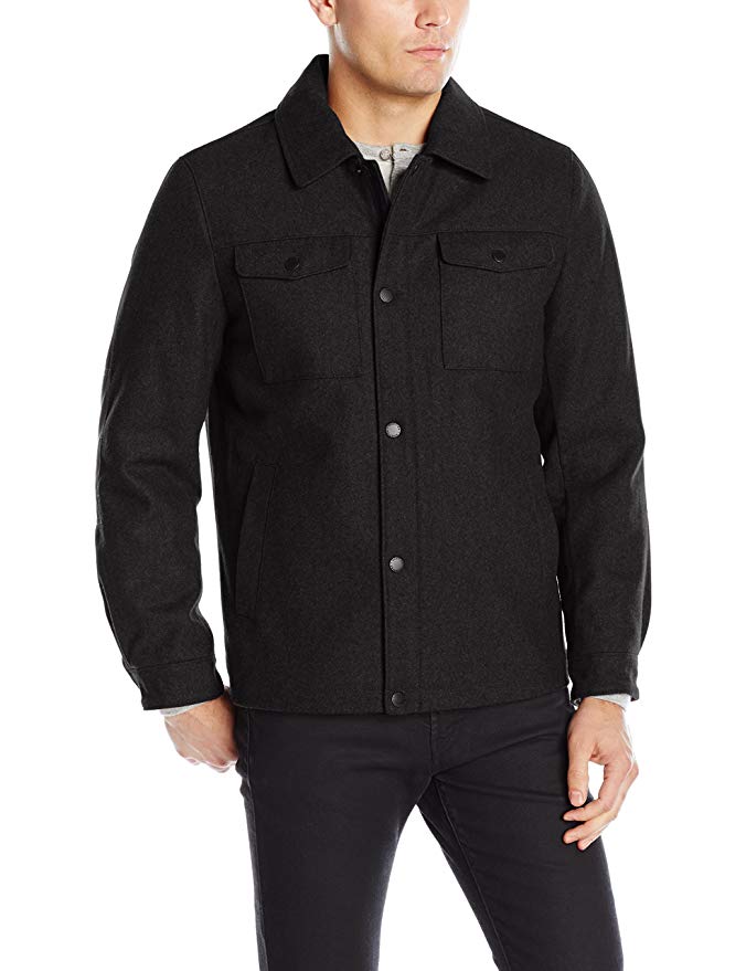 Nautica Men's Wool Melton Snap Front Jacket