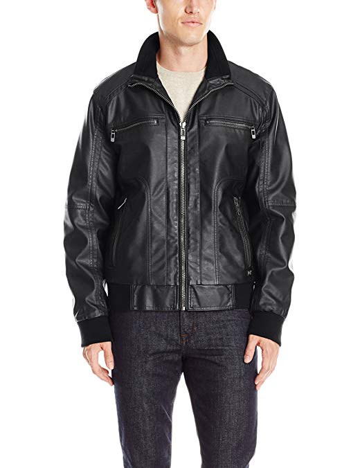 Calvin Klein Men's Faux Leather Bomber