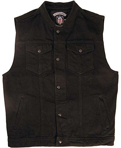 Legendary USA Men's Revolution Black Denim Motorcycle Vest - Made in USA