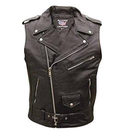 Mens Buffalo Hide Motorcycle Sleeveless Jacket - 50 - AL 2012