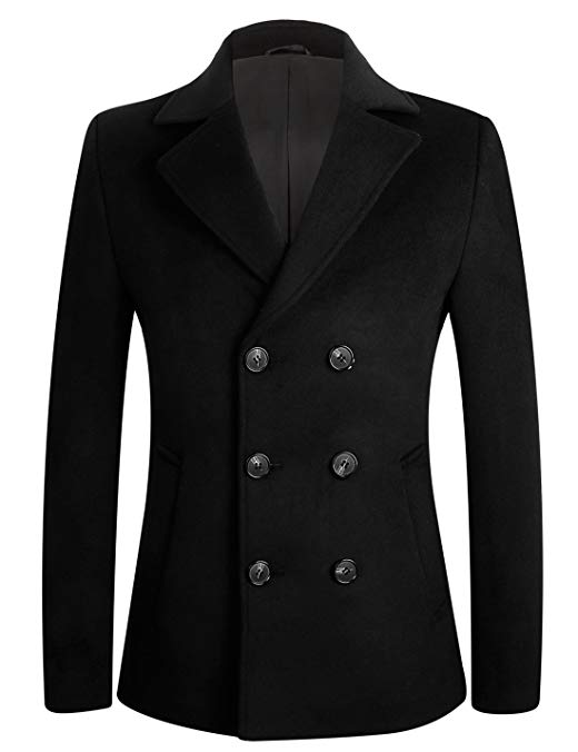 Men's Winter Quality Wool Pea Coat Slim Fit Stylish Jacket