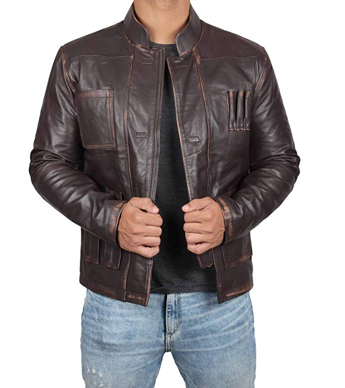 Brown Leather Jacket for Men - Distressed Genuine Lambskin Mens Leather Jacket