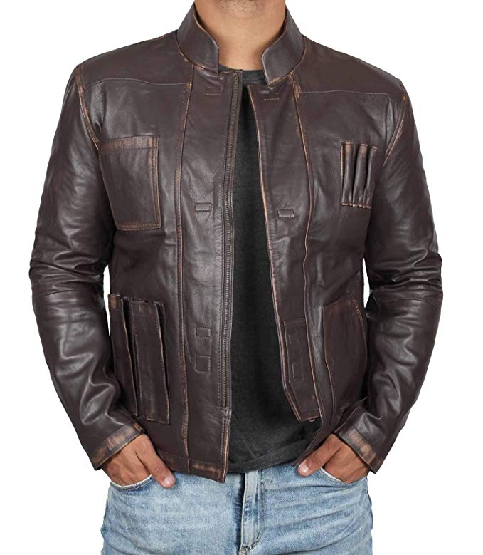 Distressed Brown Leather Jacket Men - Vintage Genuine Leather Jackets for Mens