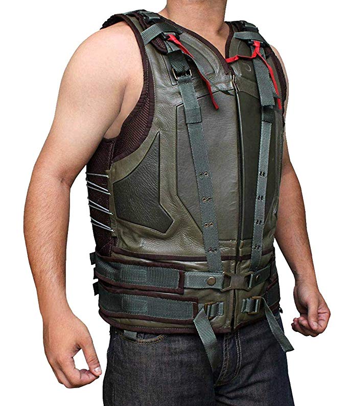 BlingSoul Green Military Mens Leather Vest