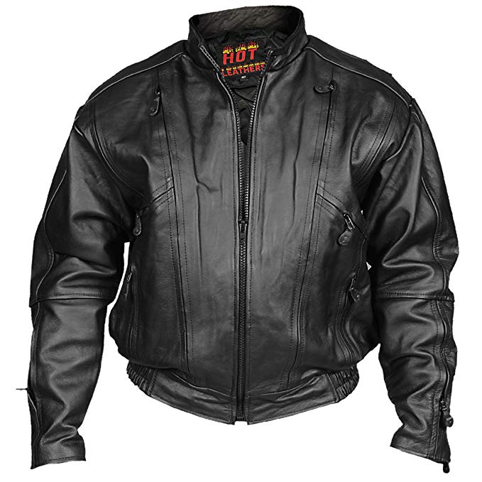 Hot Leathers Men's Vented Motorcycle Jacket (Black, Size 56)
