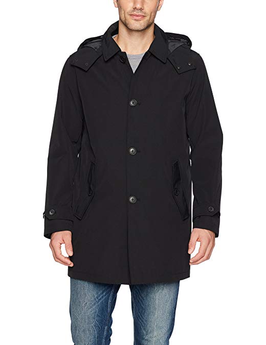 Tommy Hilfiger Men's Hooded Rain Trench Coat with Removable Quilted Liner