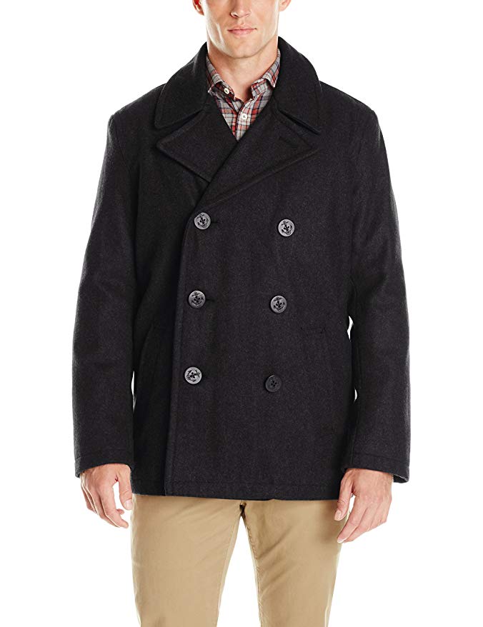 Tommy Hilfiger Men's Wool Melton Classic Double Breasted Peacoat