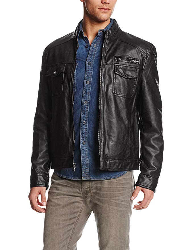 Kenneth Cole REACTION Men's Faux-Leather Moto Jacket