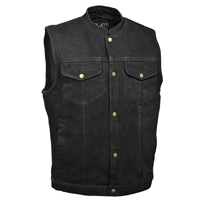 M-Boss Apparel - BOS13520 - Men's Snap Front Denim Club Style Vest w/Gun Pocket