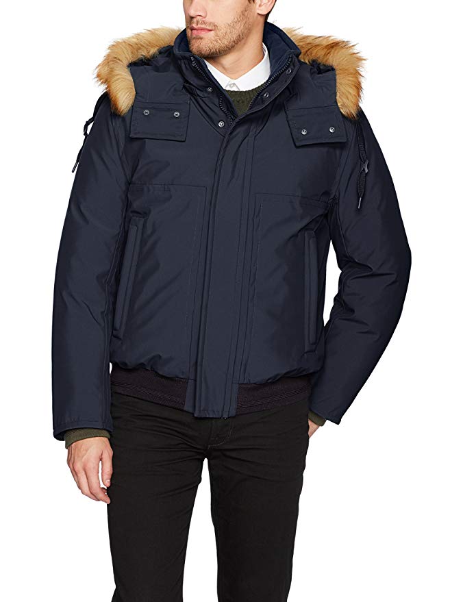 Marc New York by Andrew Marc Men's Boerum Insulated Bomber Jacket with Removable Fur Hood