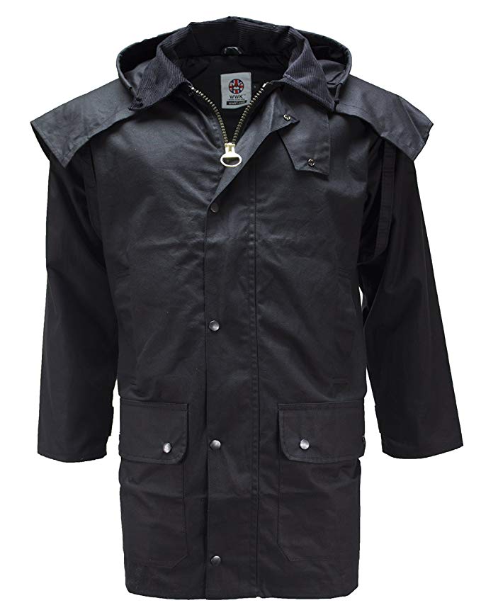 WWK / WorkWear King Mens Short Western Oilskin Duster Drover Stockmans Jacket Coat by