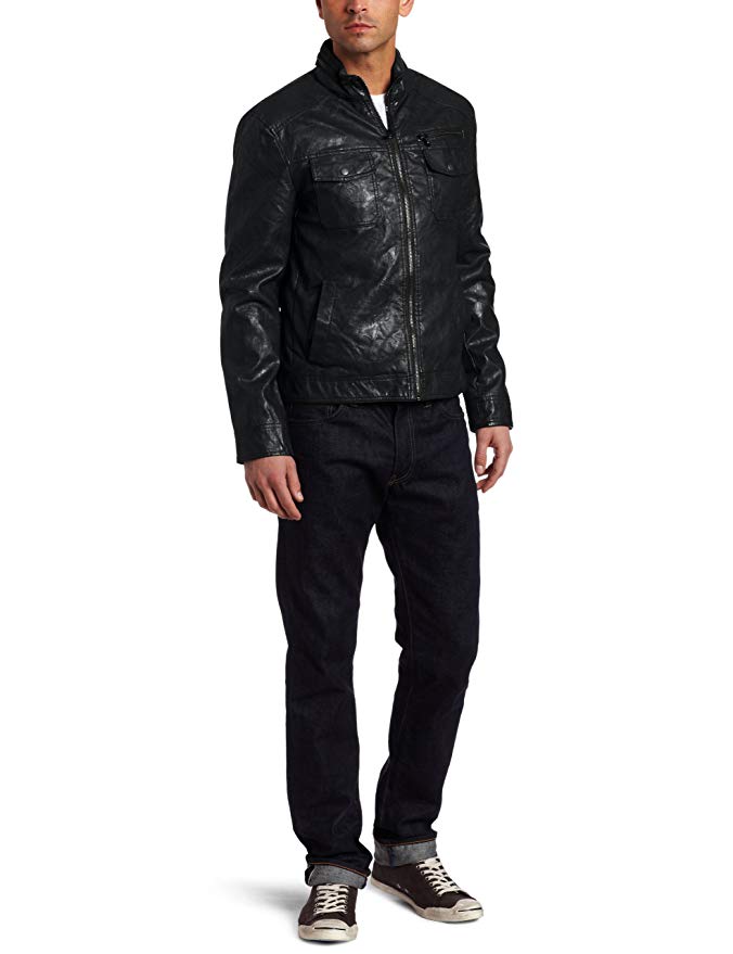 Kenneth Cole Men's Faux Leather Moto Jacket