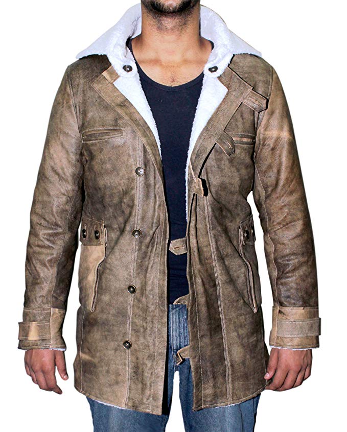 BlingSoul Genuine Swedish Mens Bomber Jacket - Shearling Leather Winter Jacket Coat For Men