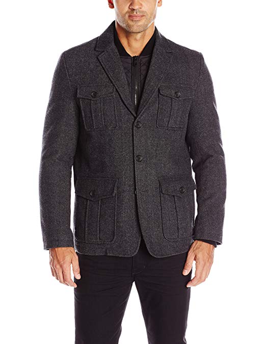 Tommy Hilfiger Men's Wool-Blend Fancy Blazer with Nylon Bib