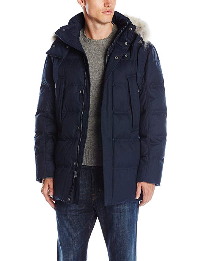 Marc New York by Andrew Marc Men's Cumberland Rinted Down Filled Parka W/Coyote Trimmed Removable Hood