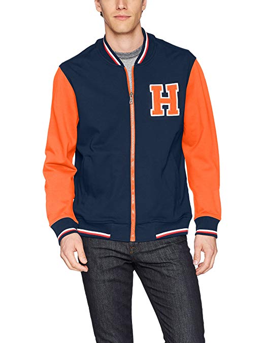 Tommy Hilfiger Men's Retro Varsity Bomber Colorblock Track Jacket