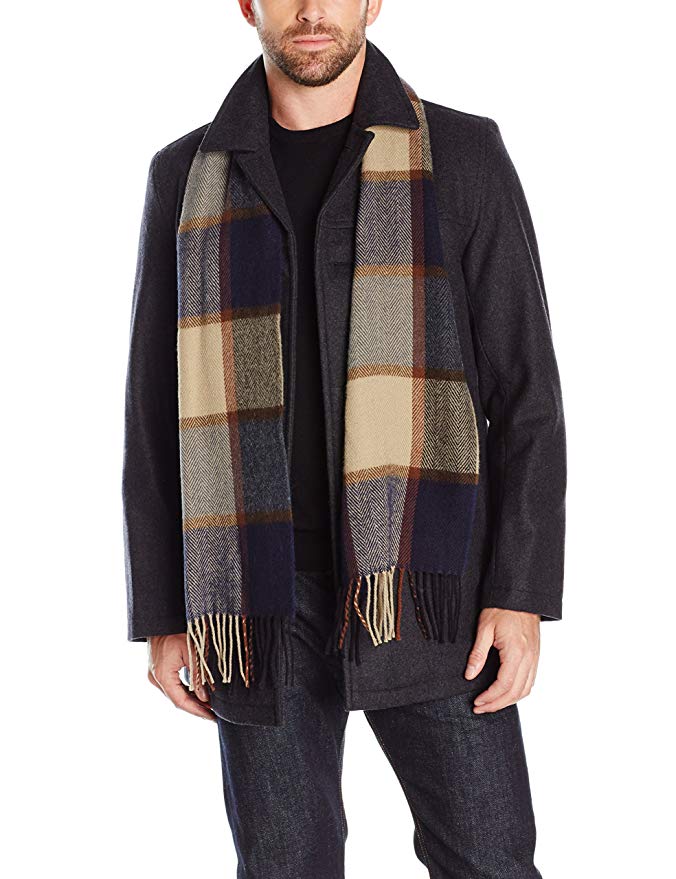 Tommy Hilfiger Men's Wool Melton Walking Coat with Attached Scarf