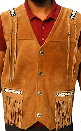 Classyak Western Leather Vest, A Grade Suede Leather, Xs - 5xl