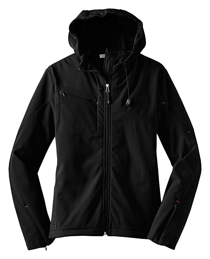Port Authority Ladies Textured Hooded Soft Shell Jacket