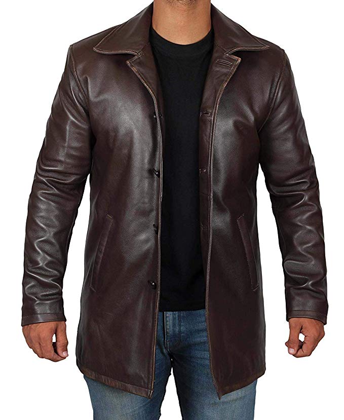 BlingSoul Brown Leather Jacket Men - Distressed Leather Jackets for Men