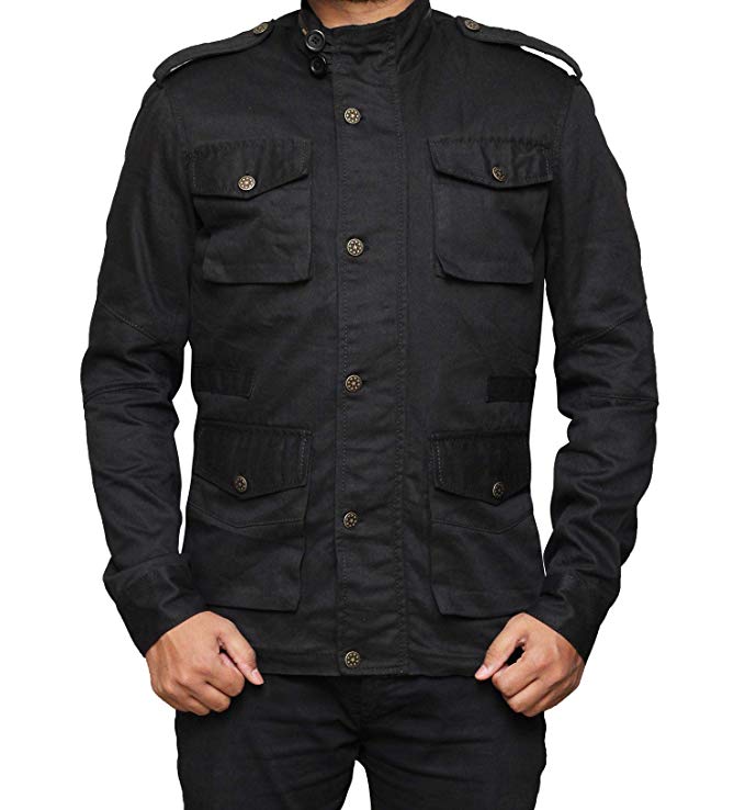 Black Cotton Lightweight Jacket Men - Empire Cotton Jacket for Men