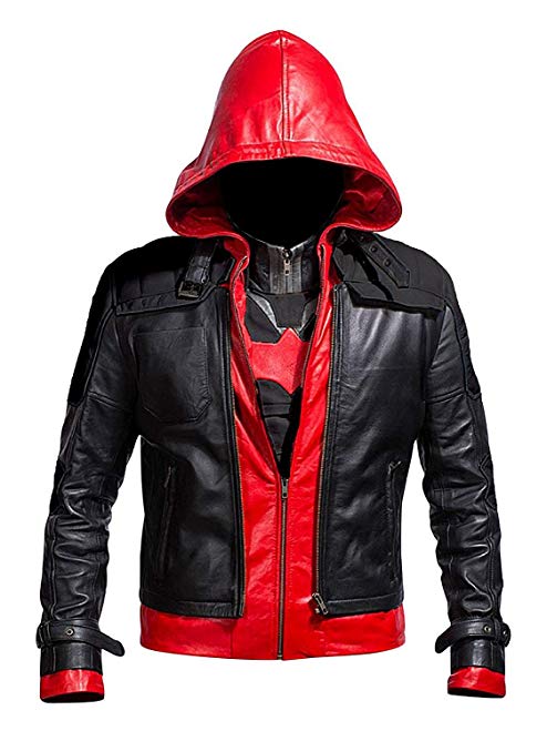 Laverapelle Superhero Bat Style Red Hood Men's Faux Leather Jacket + Vest