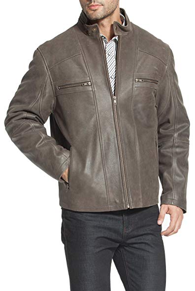 BGSD Men's Ethan Distressed Leather Motorcycle Jacket