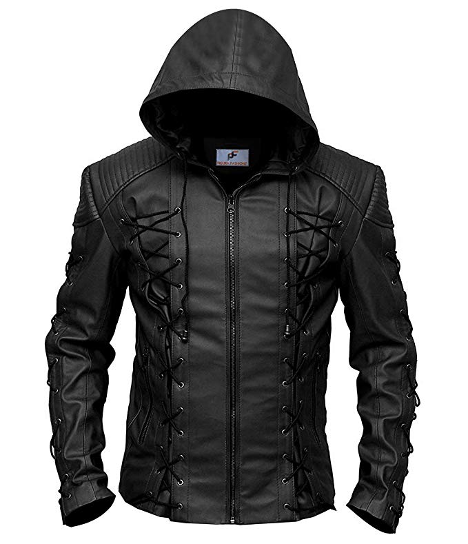 Figura Fashionz Stephen Amell Roy Harper Green Arrow Faux Leather Jacket in Black - Super Hero Leather Jacket