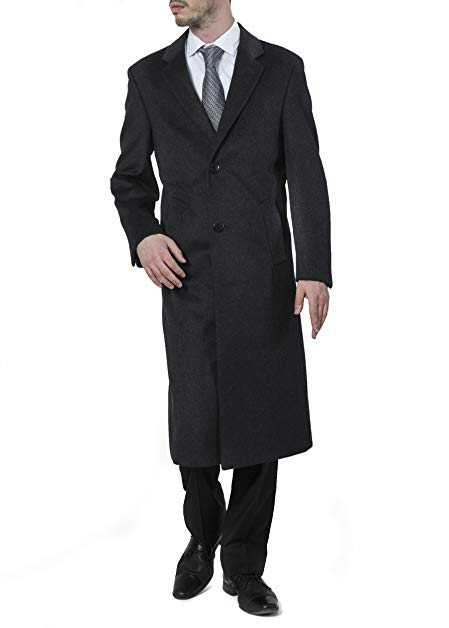 Men's Single Breasted Luxury Wool Cashmere Full Length Topcoat