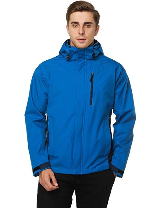 MIER Men's Hooded Rain Jackets Waterproof Rain Shell Windbreaker for Outdoor