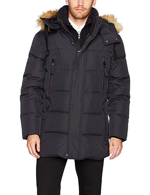 Marc New York by Andrew Marc Men's Conway Hooded Matte Shell Parka with Removable Faux Fur