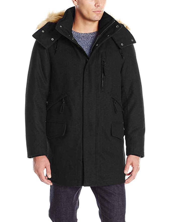 Marc New York by Andrew Marc Men's Brewster Pressed Wool, Faux Down Filled Parka