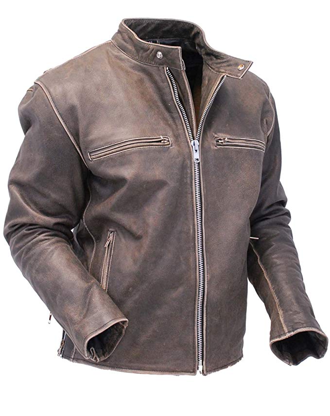 Jamin' Leather Vintage Brown Rebel Rider Leather Motorcycle Jacket #MA11026ZDN